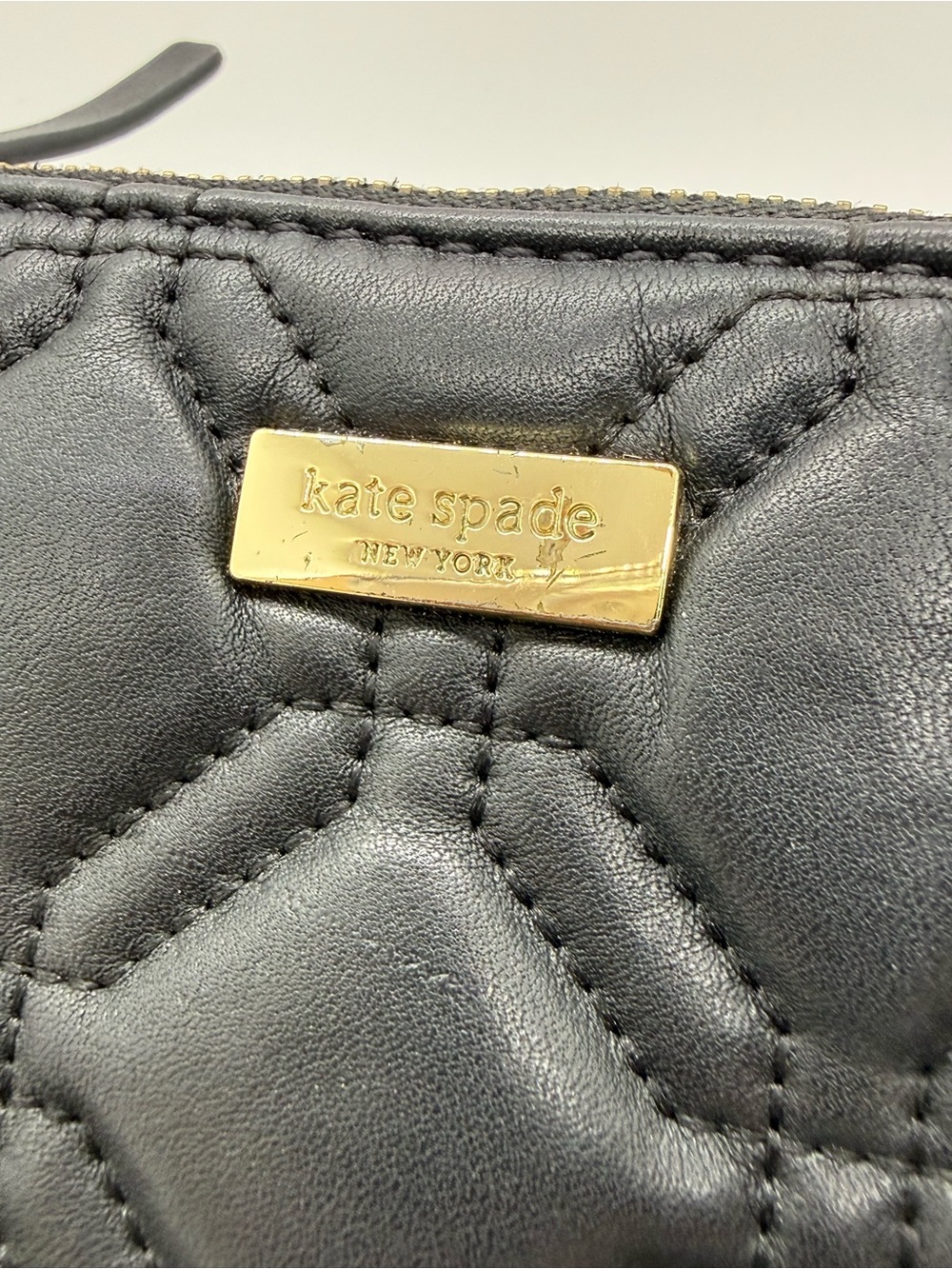 Kate Spade Black Quilted Leather Pouch Wristlet Y2K mini bag - Picture 7 of 16